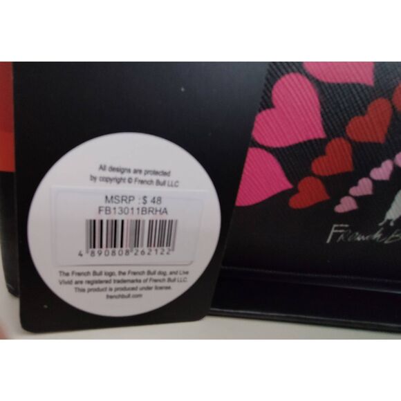 FRENCH BULL 2 PIECE COSMETIC BAG SET BLACK WITH HEARTS NWT - Picture 14 of 14